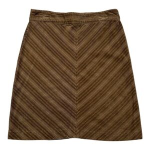 H&M Brown Corduroy A-Line Skirt 100% Cotton V-Pattern Boho Retro 70's sz 8